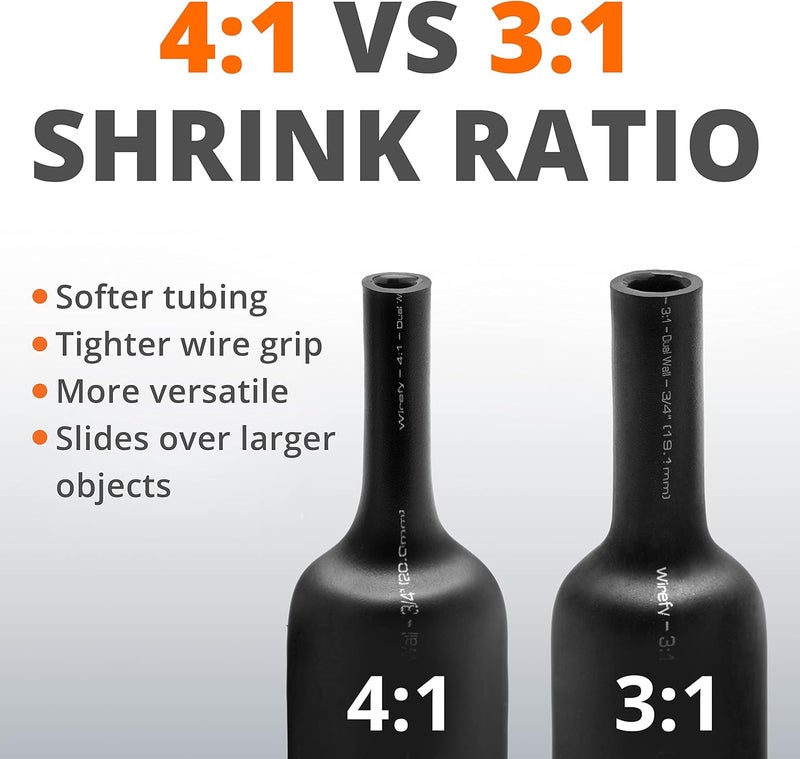 Wirefy 5/8" Heat Shrink Tubing - 4:1 Ratio - Adhesive Lined - a resistant Heat Shrink - 50 Feet Roll - Black - Image 3